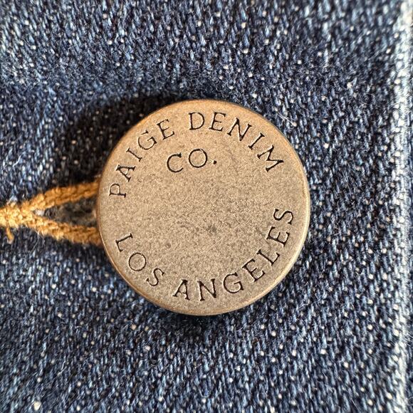 Paige Denim Jean Jacket Dark Wash Womens Large Trucker Western Biker EUC Boho - Picture 5 of 14